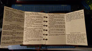 Spreading the two character sheet pages open reveals space for detailed racial/personality traits, class and background features, and feats.