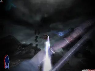 First-person view of Tommy wielding a bow while spirit-walking.